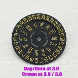 Watch Repair Kits NH35 NH36 Movt Japan Kanji Black Gold Wheel Dial Fits Mechanical Movement Crown At 3.0/3.8 Date Week