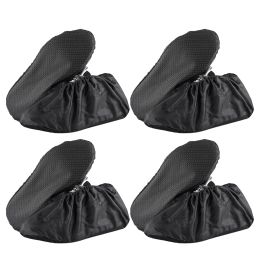 Covers 4pairs Machine Washable Floor Protection Elastic Reusable Black Shoe Cover Waterproof Boots Non Slip Dustproof Rainy Days
