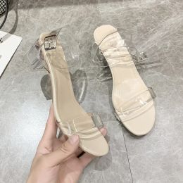 Sandals New PVC Jelly Sandals Crystal Open Toed High Heels Women Transparent Heel Sandals Women Pumps Women Shoes Big Size 42