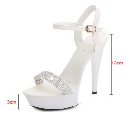 Sandals Black Red Silvery Rhinestone Women's High Heels Sandals Sexy Summer Platform Pumps Women Colourful Patent Leather Fine Heel Shoes