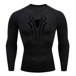 Compression Shirt Mens TShirt Long Sleeve Black Top Fitness Sunscreen Second Skin Quick Dry Breathable Casual long 4XL 240319