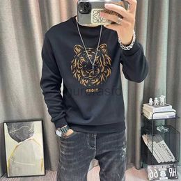 Men's Hoodies Sweatshirts Sweatshirts Black White Grey New Spring And Autumn Male Coat Teenager Boy Tiger Pattern Korean Style Plus Size 5XL H12 24318