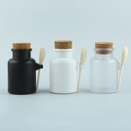 100g Matte Plastic Bath Salt Bottle Durable Jar Mask Cream Container with Cork Spoon Bottle Pot Cream Box Makeup