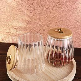 Storage Bottles Striped Glass Canister Airtight Transparent Jars Large Capacity Decorative Seasoning Pot Spice Jar Home