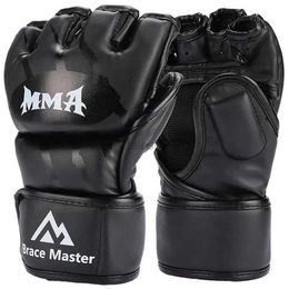 Protective Gear Professional MMA Half-Finger Boxing Gloves Thickened Sanda Fighting Muay Thai Training Gloves Boxing Training Accessories yq240318