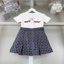 Luxury Princess dress baby tracksuits Size 90-160 CM kids designer clothes girls t shirt and Logo printed blue short skirt 24Mar