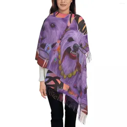 Scarves Cute Westie Dog Scarf Animals Art Warm Soft Shawls And Wrap With Long Tassel Womens Vintage Head Autumn Design Foulard