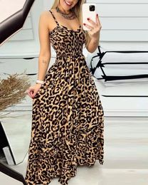 2024 Summer Leopard print camisole dress sexy temperament long skirt chic point 240313