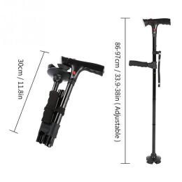 Sticks FX Collapsible Telescopic Folding Cane Elder Cane LED Alarm Walking Trusty Sticks Elder Crutches for Mothers The Elder Fathers