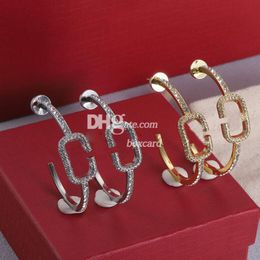 Charming Rhinestone Crystal Earrings Eardrops Trendy Golden Stamped Earrings S925 Sterling Silver Earrings With Gift Box