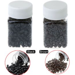 Tubes 1000Pcs 5*3*3MM Aluminum Silicone Nano Rings For Hair Extensions Micro Rings Links Beads Silicone Lined Hair Beads Hair Rings