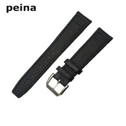 20mm 21mm 22mm New Black Green Nylon and Leather Watch Band strap For IWC watches2128