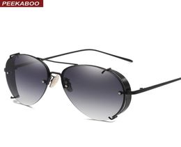 black sunglasses with side shields flat top metal half frame red brown male sun glasses for men women uv4004406079