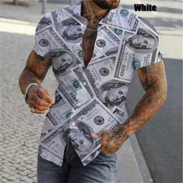 Men's Casual Shirts 3D Print Dollar Pattern For Men Summer Short Sleeve Slim-Fit Button Up Streetwear Mens Shirt Blouses Tops
