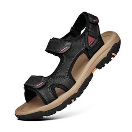 HBP Non-Brand Sandalias Para Hombres Full Grain Leather Material Hard Wearing Mens Leather Sandals