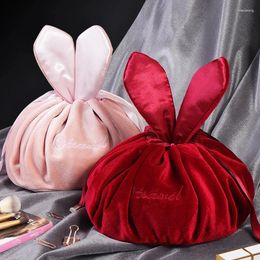 Storage Bags 1PC Cosmetic Bag Round Velvet Soft Makeup Drawstring Ear Travel Make Up Organiser Female Toiletry For Gift