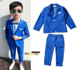 100 Good Quality Handsome Boys Formal Blazer Sets Kids Suit For Wedding Boy Royal Blue Children Dresses Clothes250R1856139