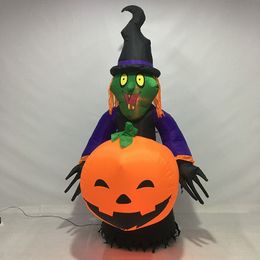 6m 20ft high Customized Giant advertising outdoor Halloween decoration inflatable witch pumpkin with LED light