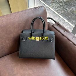 Tote Bags Genuine Leather Bk Habdbags Silver Buckle Outer Seam Palm Pattern Platinum Bag Genuine Leather Handbag Fashionable and Versatile L have logo HB35JU