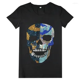 Women's T Shirts Summer Short Sleeves Skull Print Pebbles Shirt Design High Quality White Black Fashion Tops