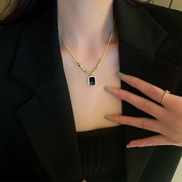 Full Diamond Black Label Transfer Bead Necklace Female Clavicle Chain Pendant