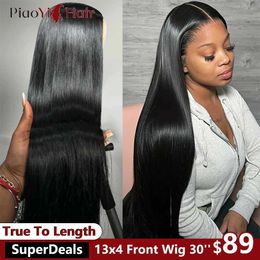 Synthetic Wigs 30 inch Lace Front Wig Human Hair Wigs for Women 13x4 Straight Lace Frontal Wig Brazilian Pre Plucked Glueless Wig Human Hair 240329