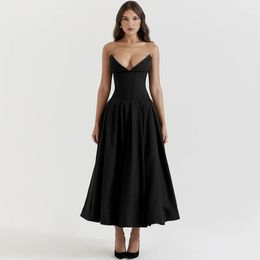 Suninheart Black Elegant Wedding Events Dress Sexy Strapless Corset Midi Christmas Party Dresses for Women Clothing 2023 240312