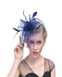 black Bird cage Net Wedding Bridal Fascinator Hats Face Veil Feather black for Masquerade party Prom accessory 2035293