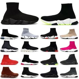 Designer sock shoes men women Graffiti White Black Red Beige Pink Clear Sole Lace-up Neon Yellow socks speed runner trainers flat platform sneakers casual