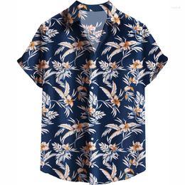 Men's Casual Shirts Hawaiian Shirt For Men 3d Print Tropical Plant Palm Tree Short Sleeves Beach Summer Button Down Blouse Street Clothes