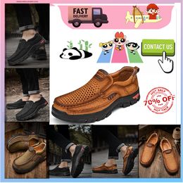 Hiking Shoes Casual Platform Designer Leather shoes for men genuine leather oversized loafers for men cas1ua1l Anti slip leather Training sneakers big size GAI