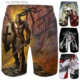 Men's Shorts New Arrival Knights Templar 3D Printed Men Fashion Personality Summer Quick-drying Ice Shorts Ropa De Hombre Kids Beach Shorts Y240320