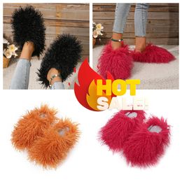 Top quality New Slippers womens furry slides sandals fur pink fluffy flat sandal indoor shoes slippers GAI loiw price