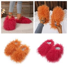 2024 quality Slippers womens mens furry slides sandals fur pink fluffy flat winter warm sandal shoes slippers GAI eur 36-49