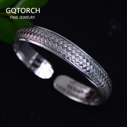 Real Pure 999 Sterling Silver Bangles For Women And Men Retro Antique Braided Bangle Bracelet Brazaletes Pulseras Mujer 240305