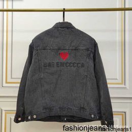 Correct version of B family's trendy love letter embroidered denim jacket, verified version of casual jacket for both men and women {category}