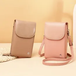 Shoulder Bags 2024 Solid Colour Small Square Package Large Capacity Women's Mobile Phone Bag Single Crossbody Vertical Long Wallet