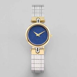 21mm Classic Lady Starry Sky Leather Watch Vintage Gold Plated Quartz Wristwatch Stainless Steel Clock Female Sapphire Glass Blue Dial Watches