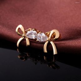 Stud Earrings Austria Crystal Gold Colour Bow For Women Wedding Jewellery Fashion Trend Wholesale