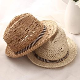Berets Foux Formal Hat Knit Straw Summer Spring Women Men Kids Parenting Hollowed Out Breathable Shade Visor British Style 2024