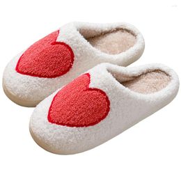 Walking Shoes Women Plush Closed Toe Slippers Non Slip Love Slip-on House Comfortable Flat Thermal Breathable For Winter