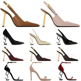 2024 Laurent ysls Luxurvs Hotting Sandals High heels Saint Designer shoes heels Paris Dress Classics Women 10cm Heels Black Golden Gold Wedding Bottoms 【code ：L】 Size 35-41