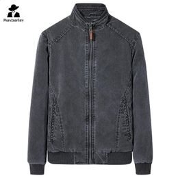 Mens Denim Jacket Retro Fashion Pure Cotton Slimfit Vertical Collar Motorcycle Autumn 2024 Coat plus size Clothes 240307