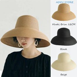 Berets Beach Holiday Big Sun Hat French Summer Hepburn Style Vintage Design Eaves Straw Hats For Women Girls Solid Colour