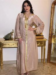Women Ramadan Clothing Arabic Muslim Abaya Saudi Turkish Islamic Party Dress V Neck Long Sleeve Moroccan Kaftan Hooded Robe 240313