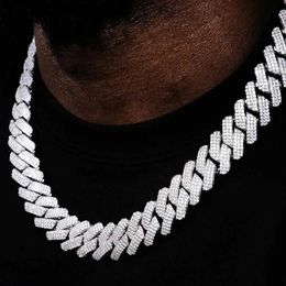 20mm Cuban Link Chain for Men Iced Out Choker Necklace Prong Setting Cubic Zirconia Big Heavy Chunky Hip Hop Jewelry 240313