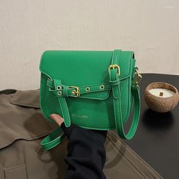 Drawstring Mini Small Crossbody Bag For Women 2024 Semicircle Saddle Green Leather Handbag Designer Ladies Shoulder Bags