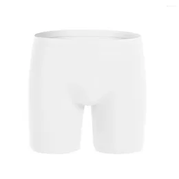 Underpants Sexy Men Ice Silk Long Leg Boxer Briefs Breathable Elastic Pouch Underwear Shorts Trunks Seamless Lengthen Short Pant