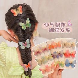 Hair Accessories 2PCS Girl Candy Color Fashion Butterfly Clip For Women Double Layer Stereoscopic Tulle Barrette Lovely Wedding Hairpins