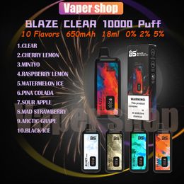 Original Breze Stiik BLAZE BS 10000 Puff Disposable E Cigarette With E-Liquid Battery Power LED Indicator Rechargeable 650mAh 18ml Puffs 10k